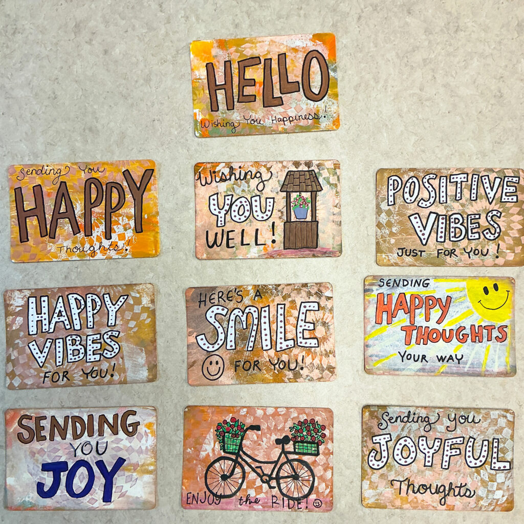 Here are my 10 hand-painted, very imperfect postcards. 